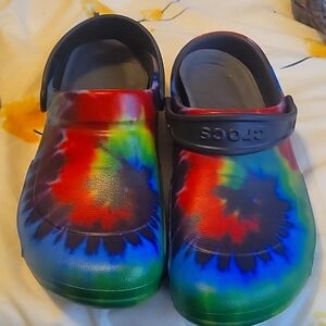 Multi color Crocs Woman Sz 11 Men sz 9
